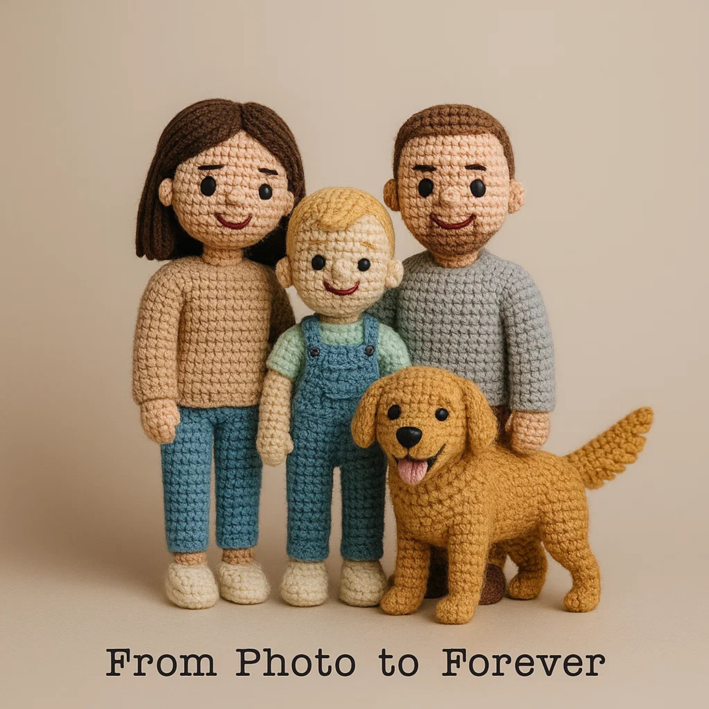 Handmade Custom Crochet Dolls from Your Photos — Family, Couple, or Pet Look-Alike Plush Mağazam