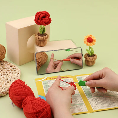 6pcs Crochet Potted Flower Kit for Beginners